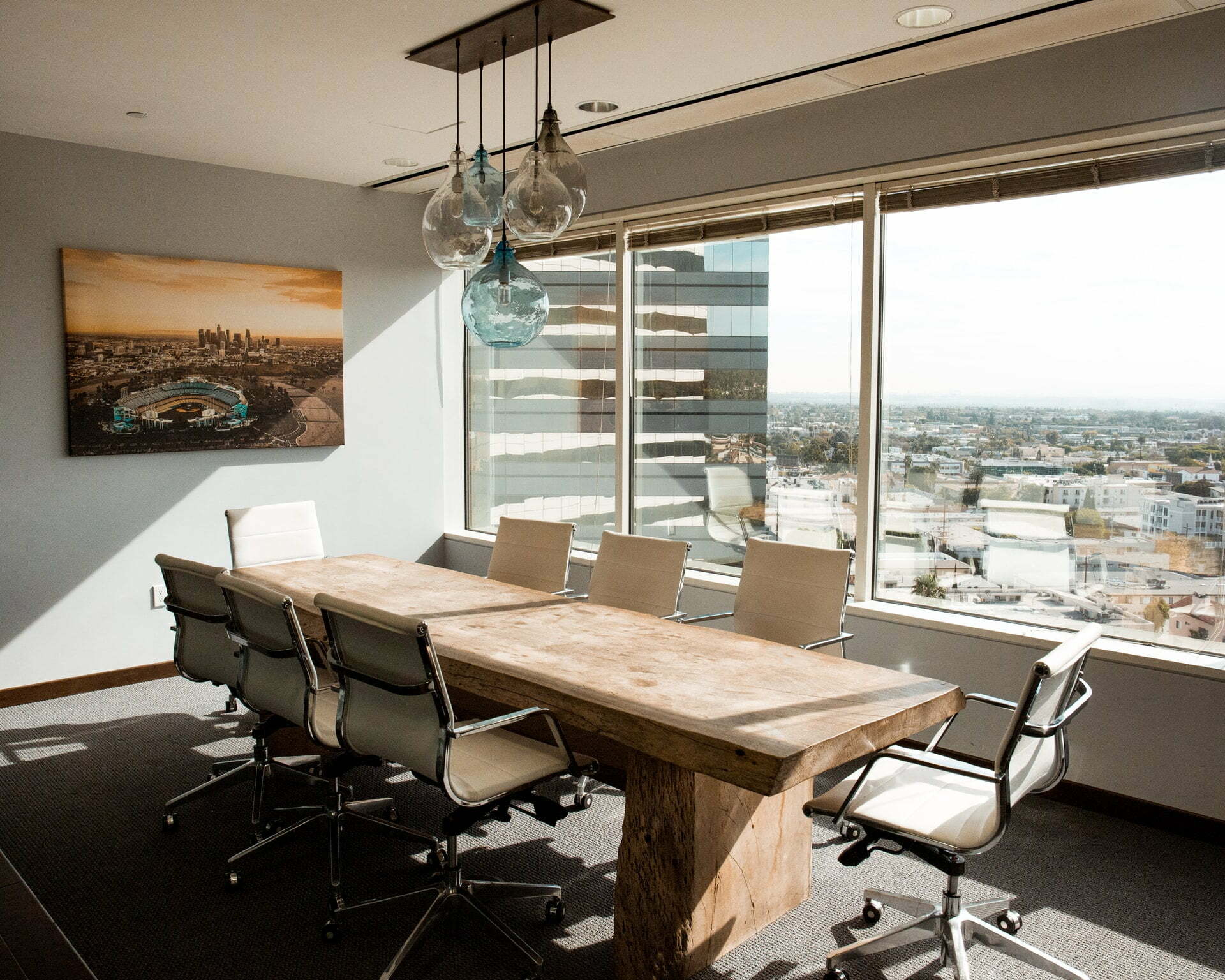 a room with a table and chairs